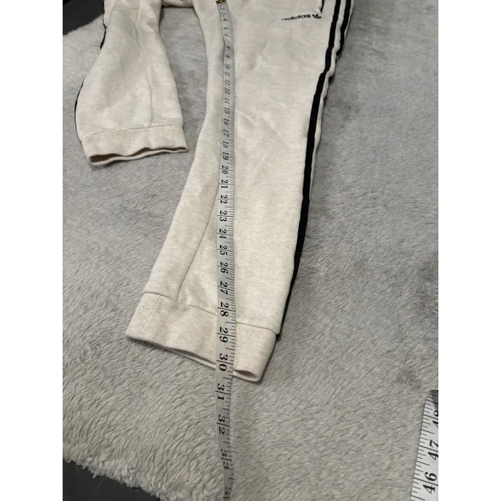 Adidas‎ Mens Striped Light Gray Fleece Joggers Size Small Sweatpants Drawstring